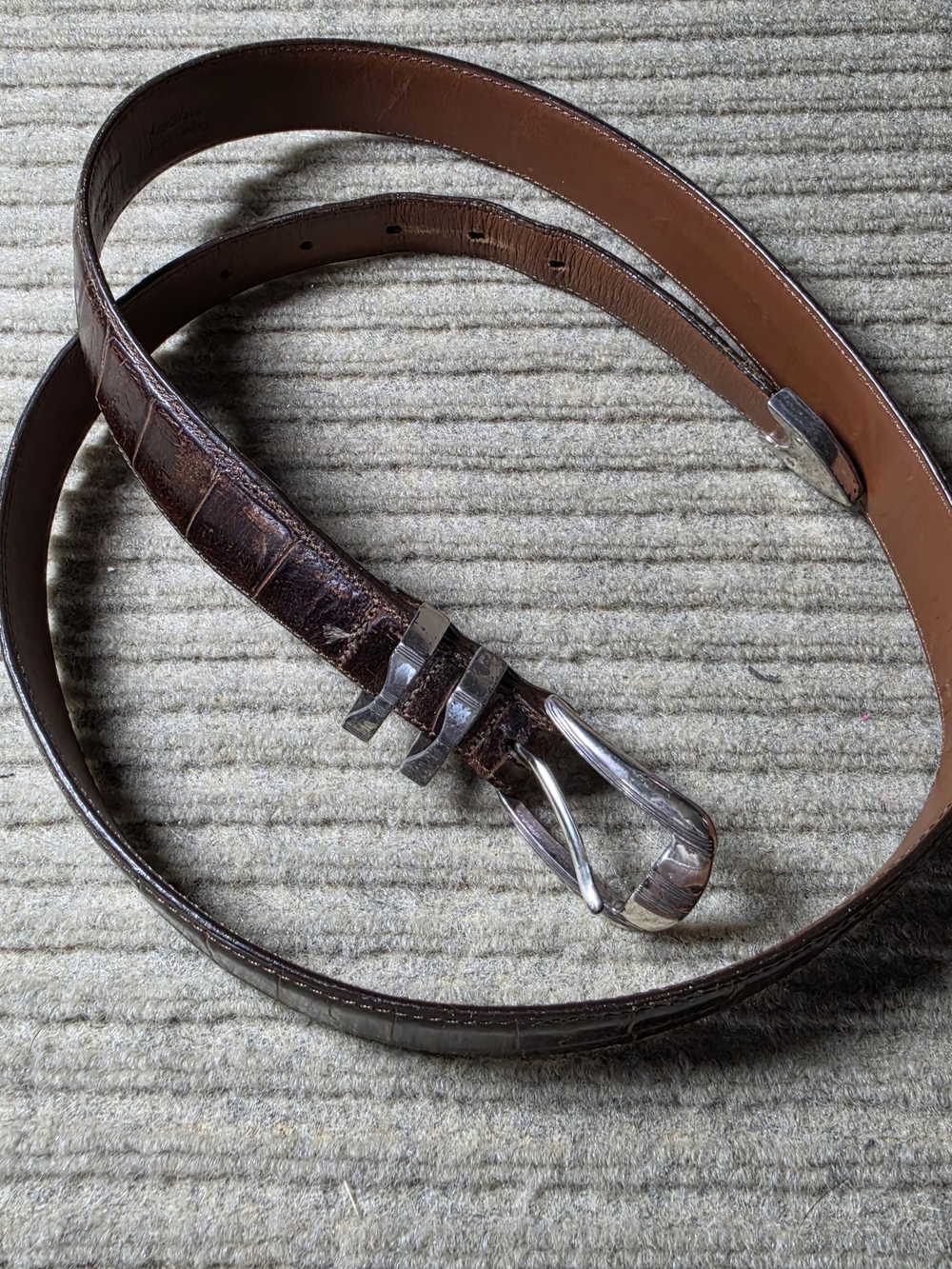 Onyx By Brighton Brown Leather Belt with Silver Buckle Sz 40